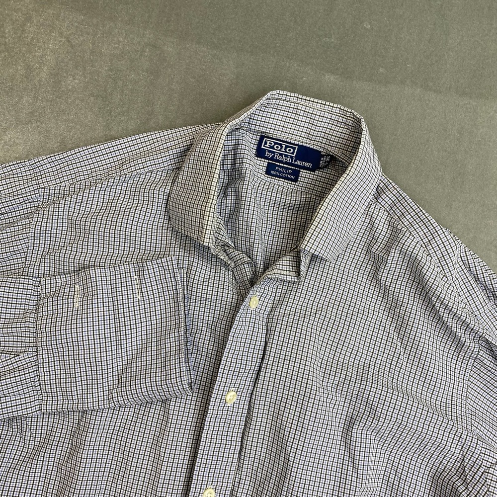 Polo Ralph Lauren‎ Philip Button Up Shirt Checkered Long Sleeve Mens 16-35